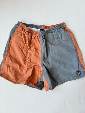 Patagonia Baggies Shorts Small Blue Orange Peace Patch Lined Pockets